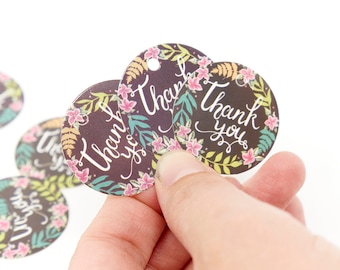 Thank you, Word Thank You Paper Gift Tag, 5cm tags, Black Card Rectangle Gift Tags, Merchandise Tags, Hang Tags, Jewelry Tags, 20pcs