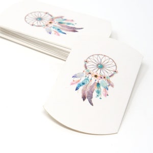 Scatole a cuscino in carta Kraft, scatole regalo a cuscino in carta, scatole per imballaggio, scatole a cuscino con motivo a piume, imballaggi in carta Kraft, 9,9x5,5x0,1 cm, 5 pezzi