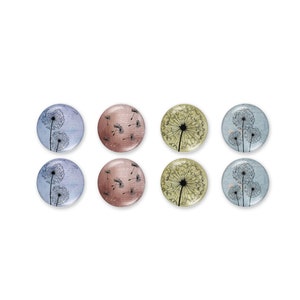 8 cabochons en verre avec motif pissenlits 10 mm, 12 mm, 14 mm ou 18 mm, fleurs design cabochon en verre dôme rond camée - C1134