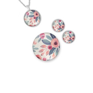 Pinke Blumen Cabochon 1X25mm und 2x12mm oder 1x20mm und 2x10mm, Blumen cabochon, cabochon glas blume, cabochon fassung- S1570