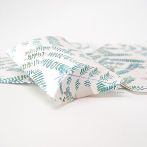 Scatole per cuscini Kraft, scatole regalo per cuscini di carta, scatole per imballaggio, scatole per cuscini con motivo a foglie, imballaggi Kraft, 9,9x5,5x0,1 cm, 5 pezzi