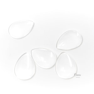 Cabochons en verre transparent en forme de larme, Couvercle en verre transparent, Perles en verre transparent, Cabochon en verre bombé pour pendentifs, 18 x 25 mm