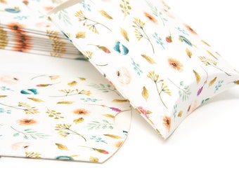 Kraft Pillow Boxes, Paper Pillow Gift Boxes, Packaging Boxes, Flower Pattern Pillow Boxes, Kraft Packaging, 9.9x5.5x0.1cm, 5pcs