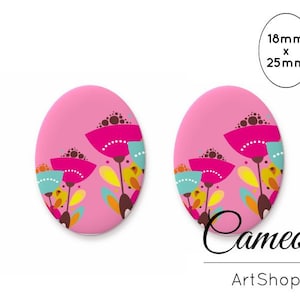Immagini floreali cabochon ovali in vetro per gioielli fatti a mano che fanno orecchini pendenti cabochon Spilla Finding Supplies, set di 2