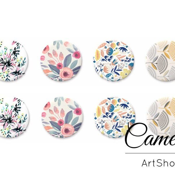 8 pcs Cabochon, Photo Glass Cabochon, Flowers, Glass Dome 10mm, 12mm, 14mm or 18mm  - C1135