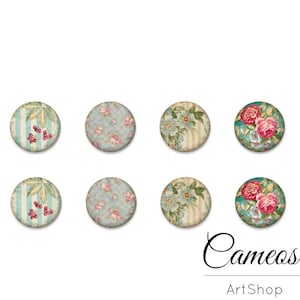 8 Stück Motivcabochon 10mm, 12mm, 14mm und 18mm, Vintage cabochon, cabochon glas blume, cabochon vorlagen, cabochon fassung -C1659