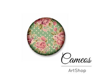 Glass Cabochon with Flower Motiv, from 8mm to 25mm, Handmade Glass Cabochon, Material Cabochon, Jewelry Motive Cabochon - L525