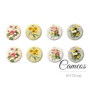 Cabochon di vetro floreale Set rosa viola cupola rotonda Flatback ciondolo ciondolo borchie collana gioielli facendo crafting fornitura fai-da-te, set di 8 (S1517)