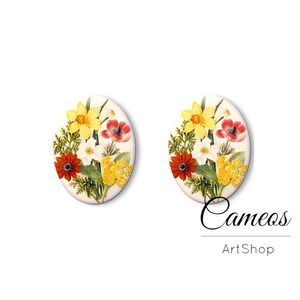 Flower Cabochon for Gift Handmade Photo Jewelry Making Material for DIY Earring Pendant Necklace Cabochon Making- O820