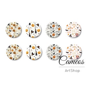 8 pcs Halloween Cabochon, Horror Photo Glass Cabochon, Fleurs, Dôme de verre 10mm, 12mm, 14mm ou 18mm, Bijoux photo Halloween - C1682