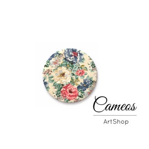 Glas Cabochon met Vintage Bloem Motiv, van 8mm tot 25mm, Handgemaakt Glas Cabochon, Materiaal Cabochon, Sieraden Motief Cabochon - L449