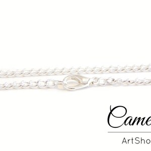 10 piece link chain necklaces with lobster clasp, curb necklaces, curb chain, chains, 30cm long, silver