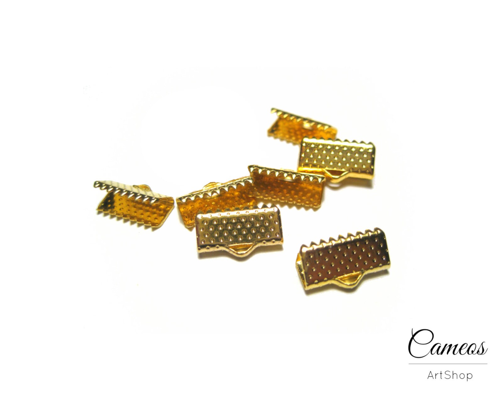 10mm Ribbon Ends Gold Tone Ribbon End Cap Crimp Beads Cord Etsy