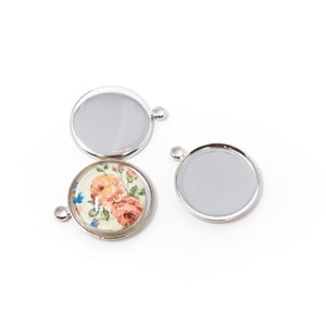 10 pcs Blank pendant tray platunum color, base for cabochons, cabochon setting, blank bezel, Pendant 20mm