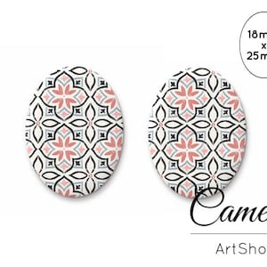 Cabochons, Cabochon di vetro 18x25mm, cabochon con motivi astratti, Cabochon a schiena piatta, cupola di vetro, cabochon di vetro fotografico - 0675