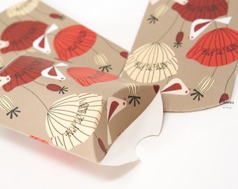 Kraft Pillow Boxes, Cajas de regalo de almohadas de papel, Cajas de embalaje, Cajas de almohadas de patrón de flores, Embalaje Kraft, 9.9x5.5x0.1cm, 5pcs