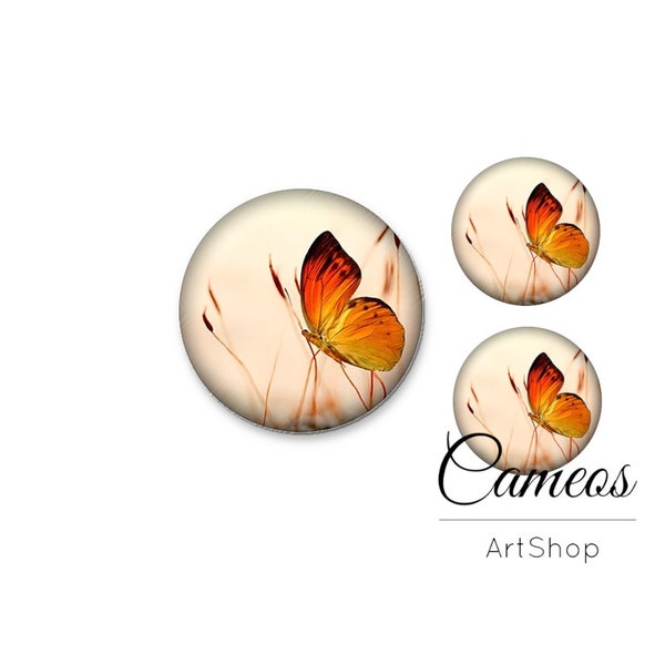 Cabochons, Glass Cabochon 1x25mm and 2x12mm, 1x20mm and 2x10mm, glass dome, Flat back photo glass cabochons for diy- S1607