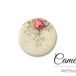 Beige bloemencabochons, glazen cabochon 10 mm tot 25 mm, cabochons met bloemenpatroon, ronde cabochon met plaksteen, glazen koepel met foto - L232
