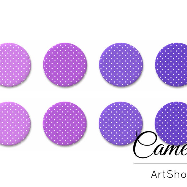 8 pcs Photo Glass Cabochon, blue color polka dot pattern, image glass cabochon 10mm, 12mm, 14mm or 18mm - C1640