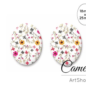 2 piezas Cabujón de vidrio 18x25mm, Cabujones, Cabos, Patrón de flores cabujón, Foto cabujón de vidrio, ajuste de cabujón - 0795