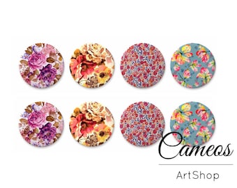 8 pcs Round Glass Cabochon 10mm, 12mm, 14mm or 18mm, handmade cabochons, Flatback Cabochon, photo cabochon, photo glass cabochon - C1091