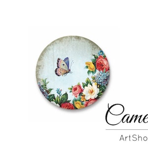 Cabochon, Cabochon en verre 10mm jusqu’à 25mm, Cabochon motif papillon, dôme en verre, cabochon en verre photo - L120