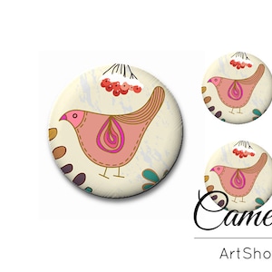 Cabochão de vidro para pássaros, cabochão 1x25mm e 2x12mm, 1x20mm e 2x10mm, cúpula de vidro, cabochões de vidro fotográfico com parte traseira plana para diy - S1029