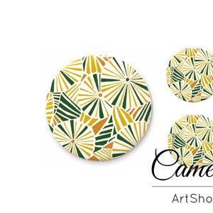 Cupola di vetro, cabochon retrò giallo 1x25mm e 2x12mm, 1x20mm e 2x10mm, cabine flatback, cabochon rotondi astratti, impostazione cabochon - S1487