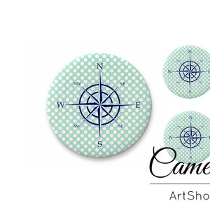 Kompas Cabochons 1x25mm en 2x12mm, 1x20mm en 2x10mm, handgemaakte flatback Cabochon, rond zee patroon cabochons, glazen koepel, diy- S1459