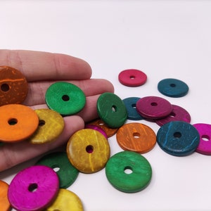 20 Stück gemischte Farbe Holzscheibenförmige Perlen, 20 mm rund, natürliche Holzperlen, große Edelsteinperlen