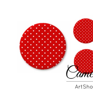 Fotoglas Cabochon 1x25mm en 2x12mm, 1x20mm en 2x10mm, red dot handgemaakte flatback cabines, beeldglas caboochons voor sieraden- S1547