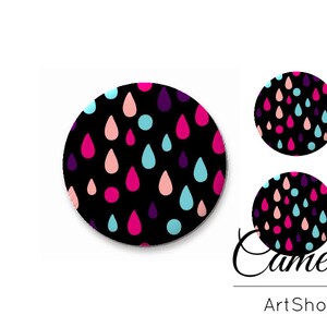Gocce Cabochon, Cabochon di vetro 1x25mm e 2x12mm, 1x20mm e 2x10mm, cabochon di vetro fotografico fatto a mano, perline di cupola di vetro- S1538