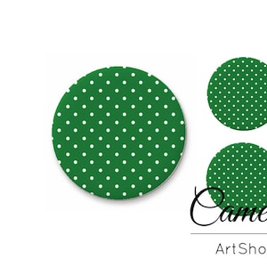 Cabochon in vetro fotografico 1x25mm e 2x12mm, 1x20mm e 2x10mm, cabine flatback fatte a mano a punti verdi, caboochon in vetro immagine per gioielli- S1557