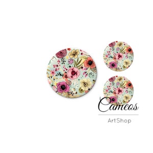 Cabujones, Cabujón de cristal con foto 25 mm 20 mm 12 mm 10 mm, Cabujón con motivos florales, Cabujones de cristal con imagen para joyería - S1630