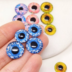 Cabochon en verre Dragon Eyes Globes oculaires en verre dôme pour jouets de poupée pour la fabrication de bijoux et d'accessoires de bricolage, lot de 8 - C1653