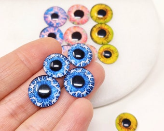 Glass Cabochon Dragon Eyes Dome Glass Eyeballs for Doll Toys for DIY Making Jewelry and Accessories, Set of 8  - C1653