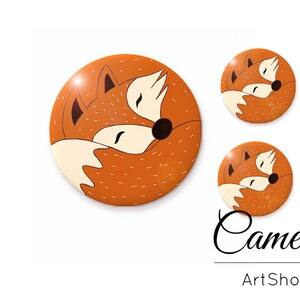 Motivcabochons, Glascabochon 1X25mm und 2x12mm oder 1x20mm und 2x10mm, Cabochon Glas Fuchs, foto cabochon fassung- S169