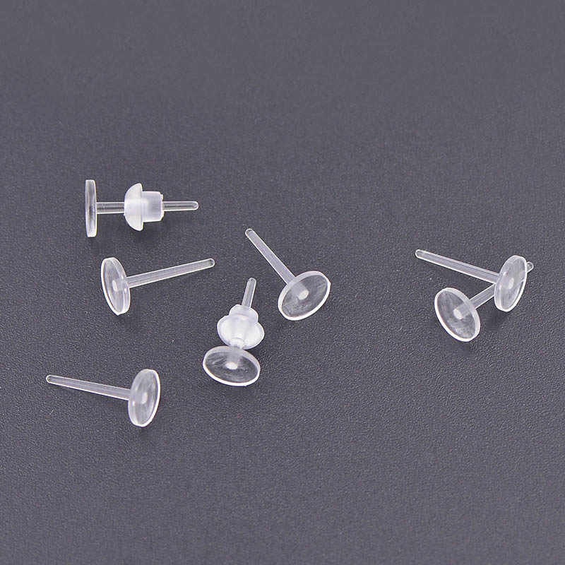 Set of Plastic Earrings with Nylon Plastic Posts Hypoallergenic Crystal Stud Earrings 18 Pairs Clear Crystals, Adult Unisex, Size: One Size