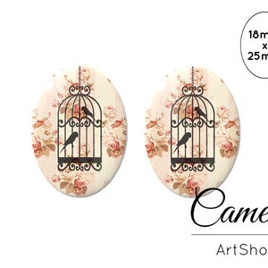 vintage Cabochons dôme en verre 18x25mm, Cabochons roses, bricolage, Cabochon en verre photo pour la fabrication de bijoux, dôme en verre - 0184