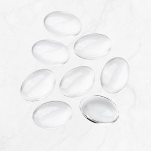 Cabochons, Glascabochon oval 18 x 25 mm, Glascabochon klar, Glaskuppel, Transparent, Cabochon, Cabos, Cabochons