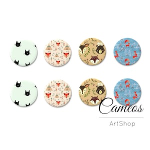 8 Stk. Cabochon, Foto Glas Cabochon, Fuchs, Glaskuppel 10mm, 12mm, 14mm oder 18mm - C1663