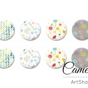 8 pcs Dôme en verre floral Cabochon 10mm jusqu’à 18mm, cabochon à dos plat fait à la main, fleurs photo cabochon, perles de verre - C1644