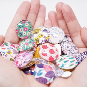 8 Pcs Flower Pattern Cabochon, Photo Glass Cabochon, Flowers, Glass ...