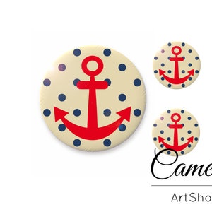 Cabochon di vetro, Perle di vetro a cupola, Cabochon con motivo di ancoraggio, Cabochon di vetro fotografico fatto a mano, Cabochon a immagine estiva - S300