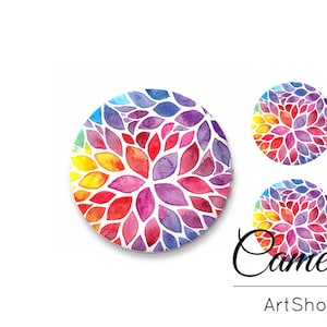 Cabochons en verre floral, 10mm 12mm 20mm 25mm, Dôme Photo Verre - S675