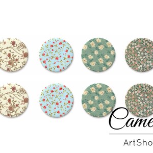 8 cabochons photo en verre 10 mm, 12 mm, 14 mm, 18 mm, cabochon fait main, cabochon photo en verre pour la fabrication de bijoux, motif floral vert - C1144