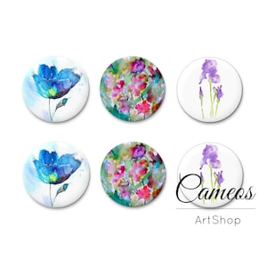 6 cabujones de cristal con foto, con motivos florales, de 10 mm, 12 mm, 14 mm o 18 mm - C1675
