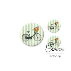 Cabochon in vetro per bicicletta, cabochon 1x25mm e 2x12mm, 1x20mm e 2x10mm, cupola in vetro, cabochon in vetro fotografico con retro piatto per fai da te - S1629