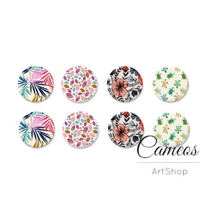 8 cabochons en verre photo, motif fleurs, cabochon en verre photo 10 mm, 12 mm, 14 mm ou 18 mm - C1654