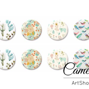 12mm 14mm or 18mm Photo glass cabochon Glass Dome C1659 Flowers pattern handmade cabochons 8 pcs Glass Cabochon 10mm